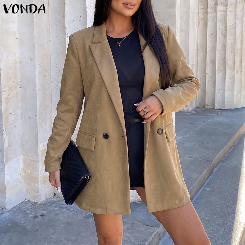 Blazer Women Oversized - VONDA Women's Blazer Oversized Long Sleeve