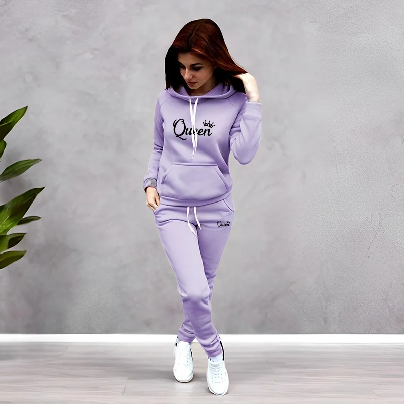 Women Queen Fashion - Womens Tracksuit Queen Letter Printing Hooded
