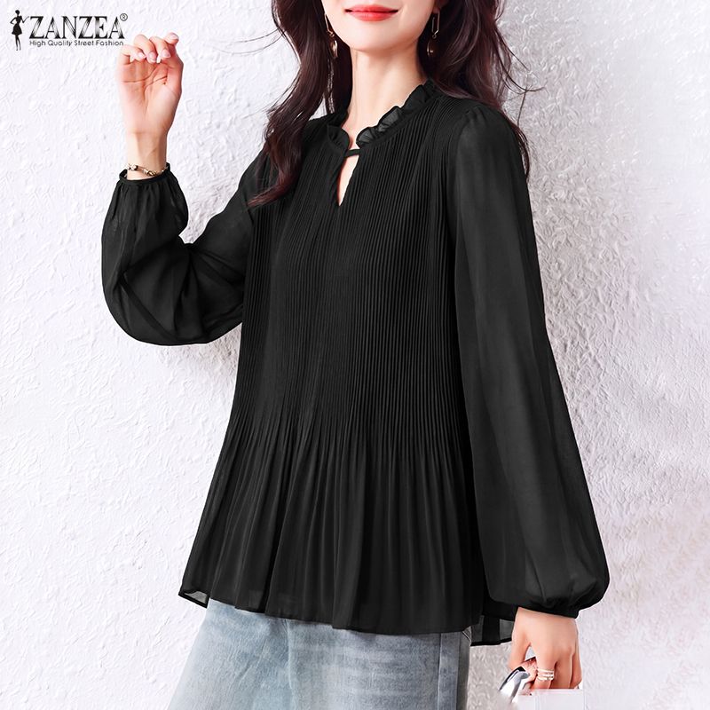 Wrap Blouse Chiffon - Women Blouse Spring Autumn Chiffon Tops