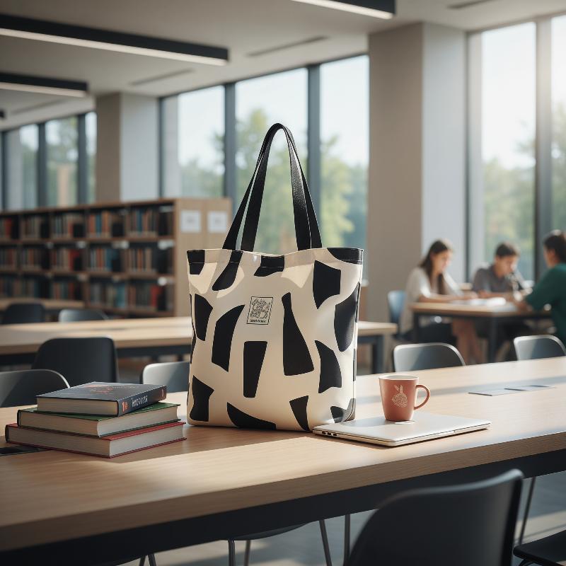 Canvas Tote Bag - Canvas Tote Bag Irregular Black White