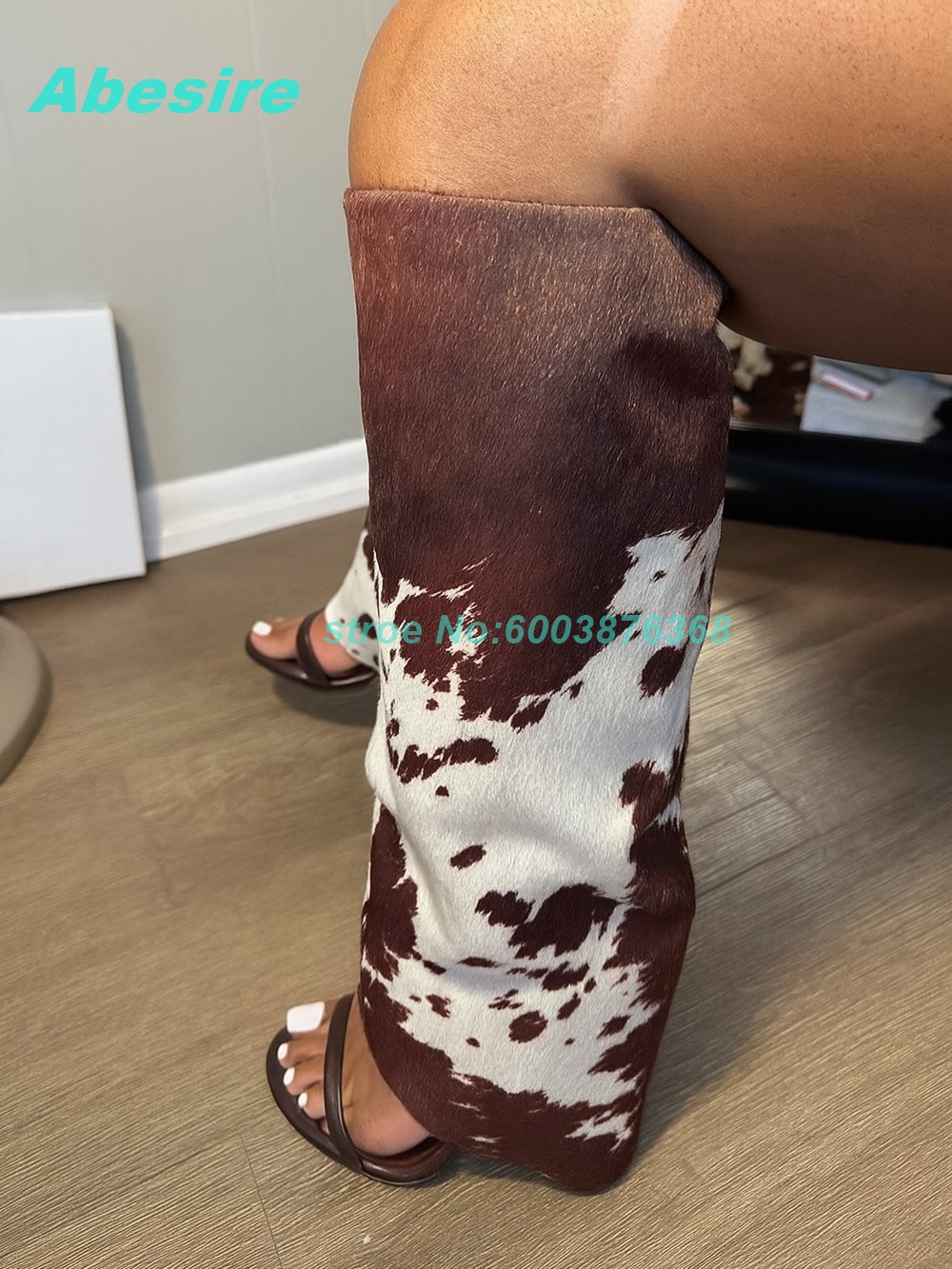 Cow Pattern Patchwork Suede Sa - Women Fashion Show 评论和价格