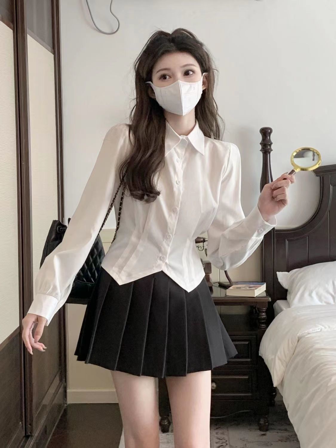 2000s White Long sleeve Vintag - Wrap Blouse Chiffon 评论和价格