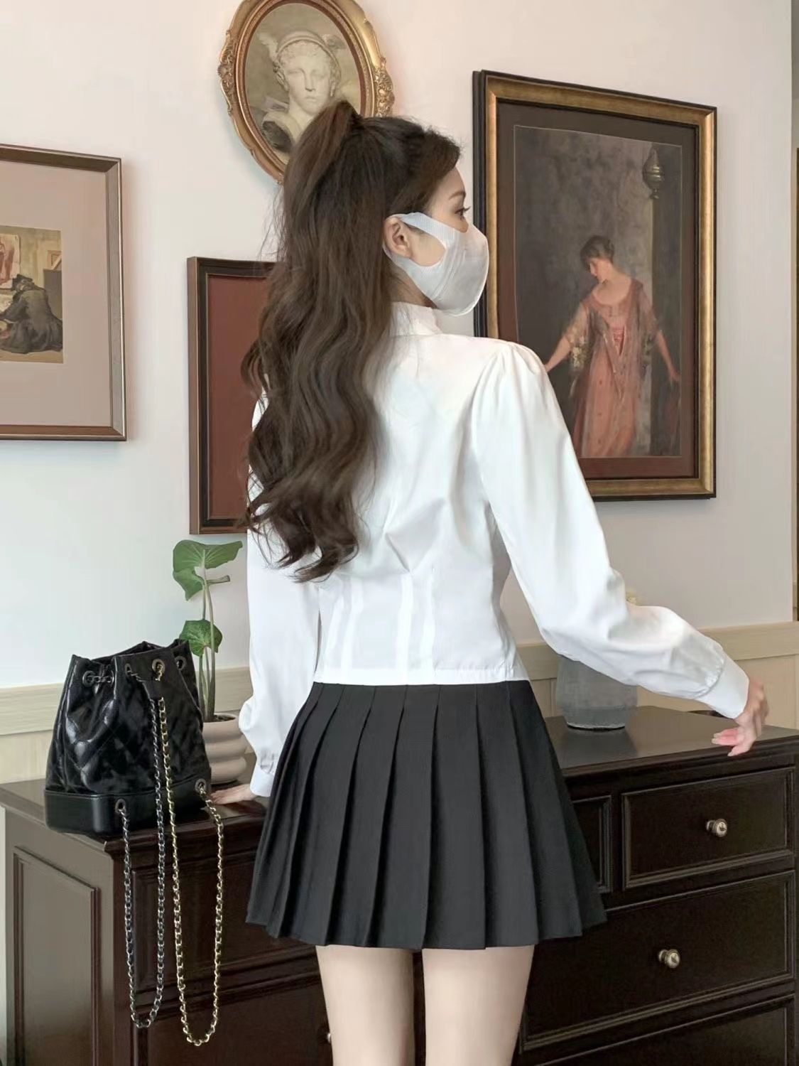 2000s White Long sleeve Vintag - Wrap Blouse Chiffon 评论和价格
