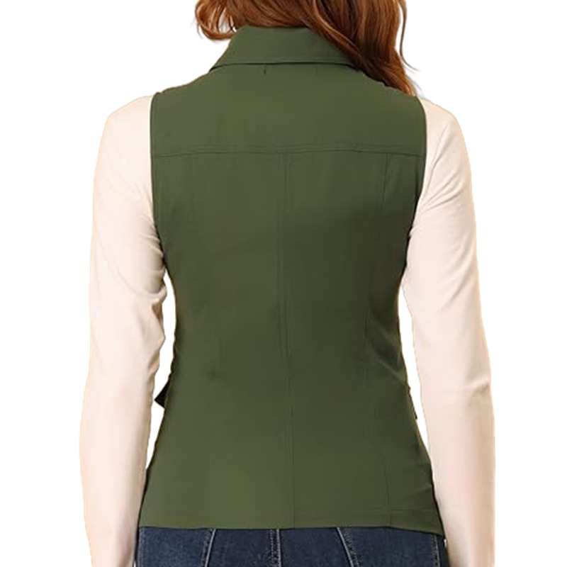 Women's Lapel Zip Up Vest Slee - Women'S Fashion Utility Vest 评论和价格