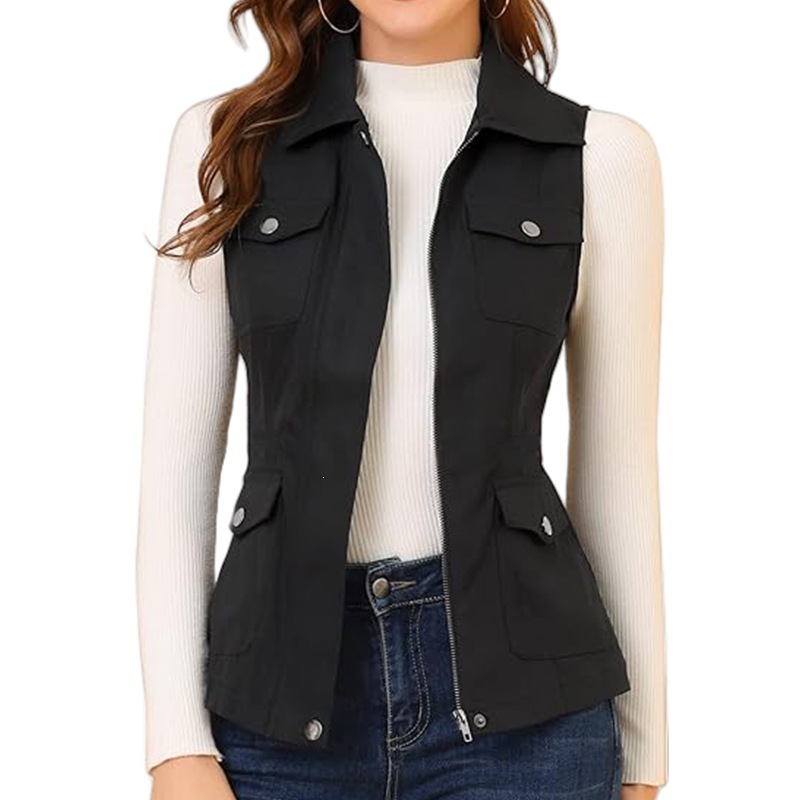 Women's Lapel Zip Up Vest Slee - Women'S Fashion Utility Vest 评论和价格