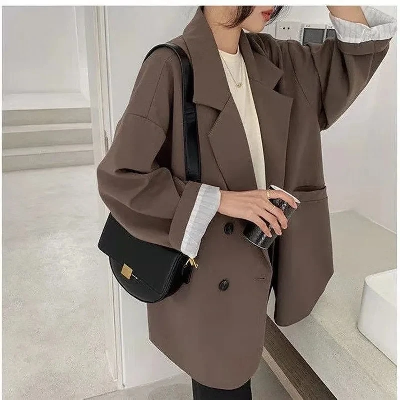 Vintage Brown Blazer Women Ele - Blazer Women Oversized 评论和价格