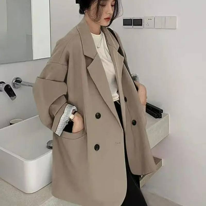 Vintage Brown Blazer Women Ele - Blazer Women Oversized 评论和价格