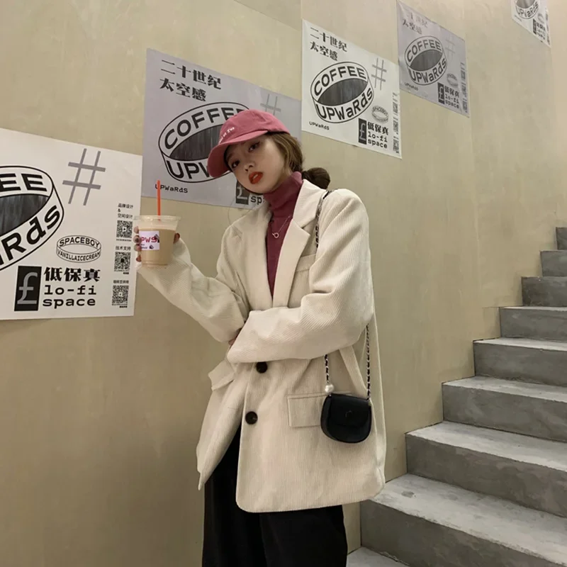 New Corduroy Thick Loose Overs - Blazer Women Oversized 评论和价格