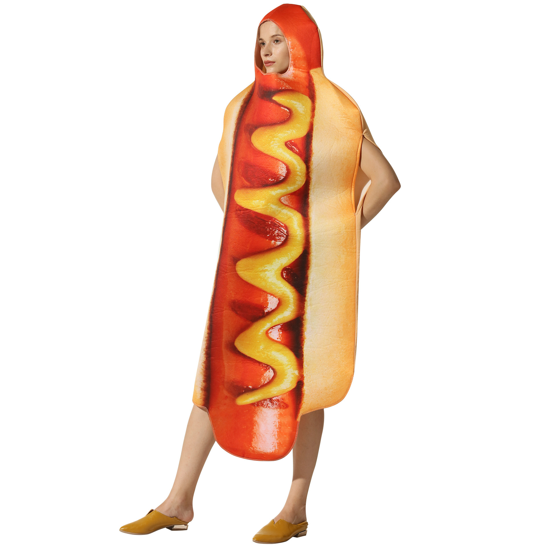 Funny 3D Print Hot Dog Hooded  - Sleeveless Jumpsuit 评论和价格