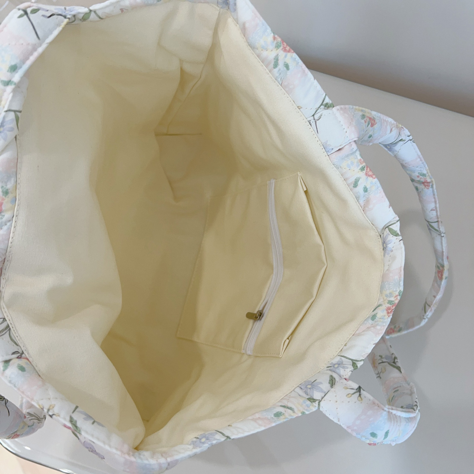 French Floral Quilted Tote Bag - Canvas Tote Bag 评论和价格