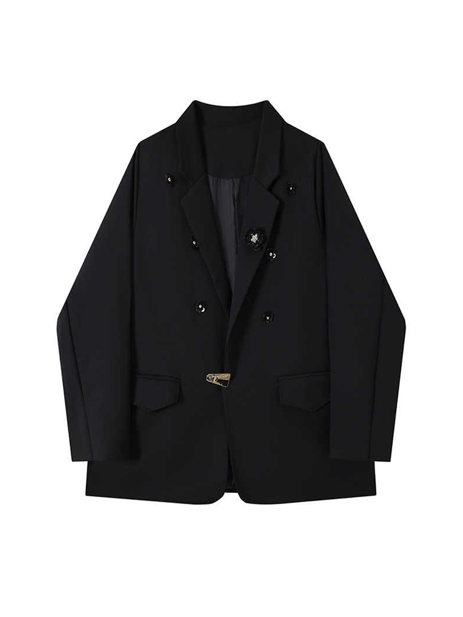 Women Black Gothic 3D Floral B - Blazer Women Oversized 评论和价格