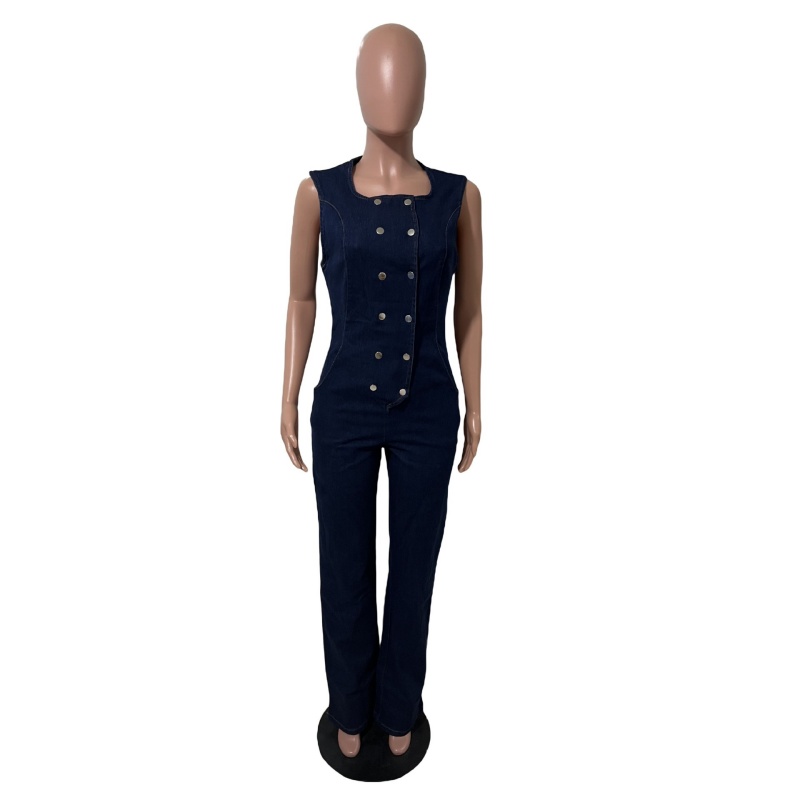Slergiri Double Breasted Sleev - Sleeveless Jumpsuit 评论和价格