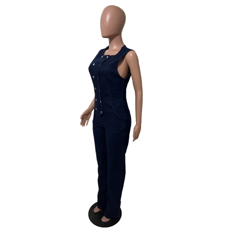 Slergiri Double Breasted Sleev - Sleeveless Jumpsuit 评论和价格