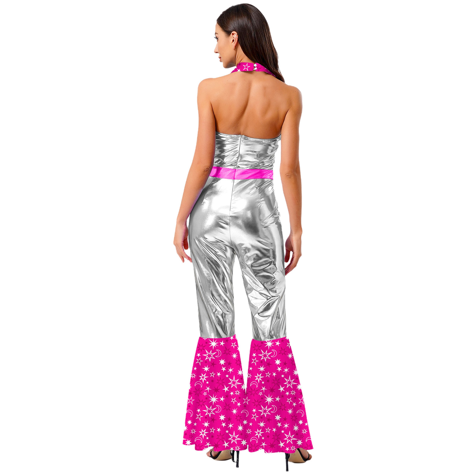 Women 70s 80s Disco Vintage Ju - Sleeveless Jumpsuit 评论和价格