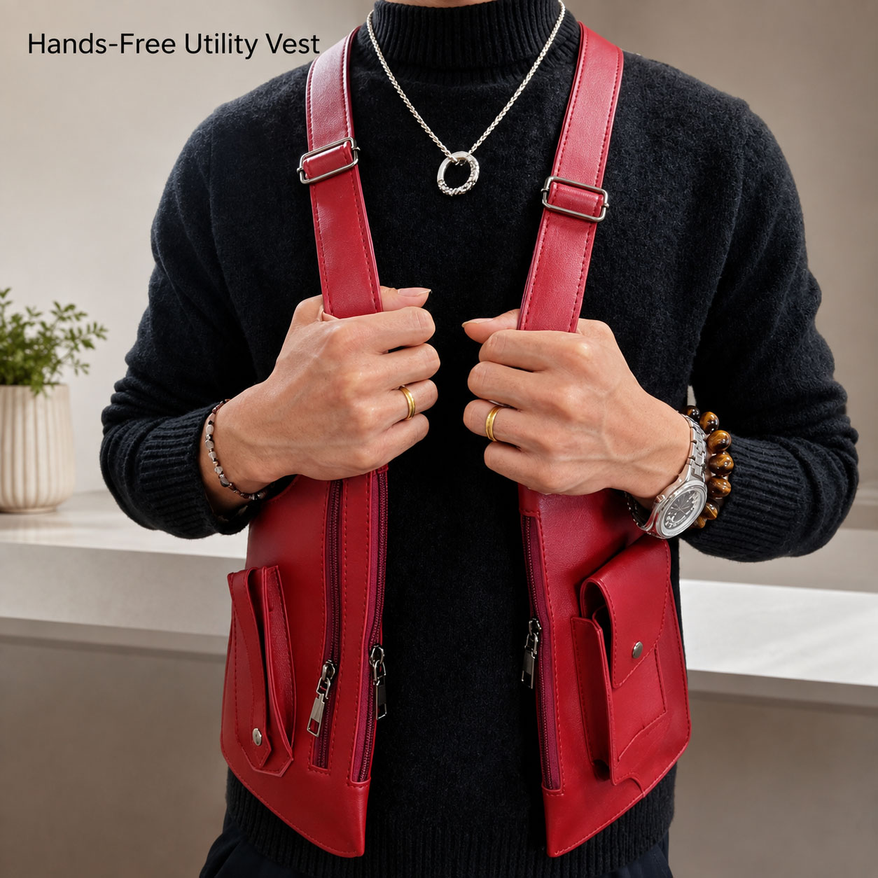 Leather Vest Bag Men Women Uti - Women'S Fashion Utility Vest 评论和价格