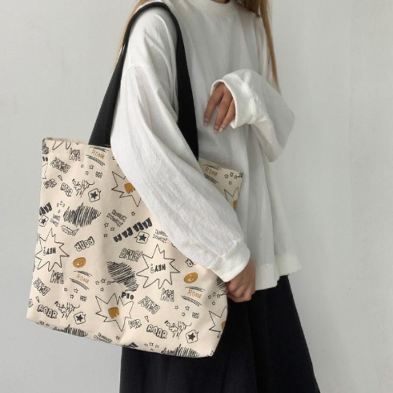 Canvas Tote Bag Irregular Blac - Canvas Tote Bag 评论和价格