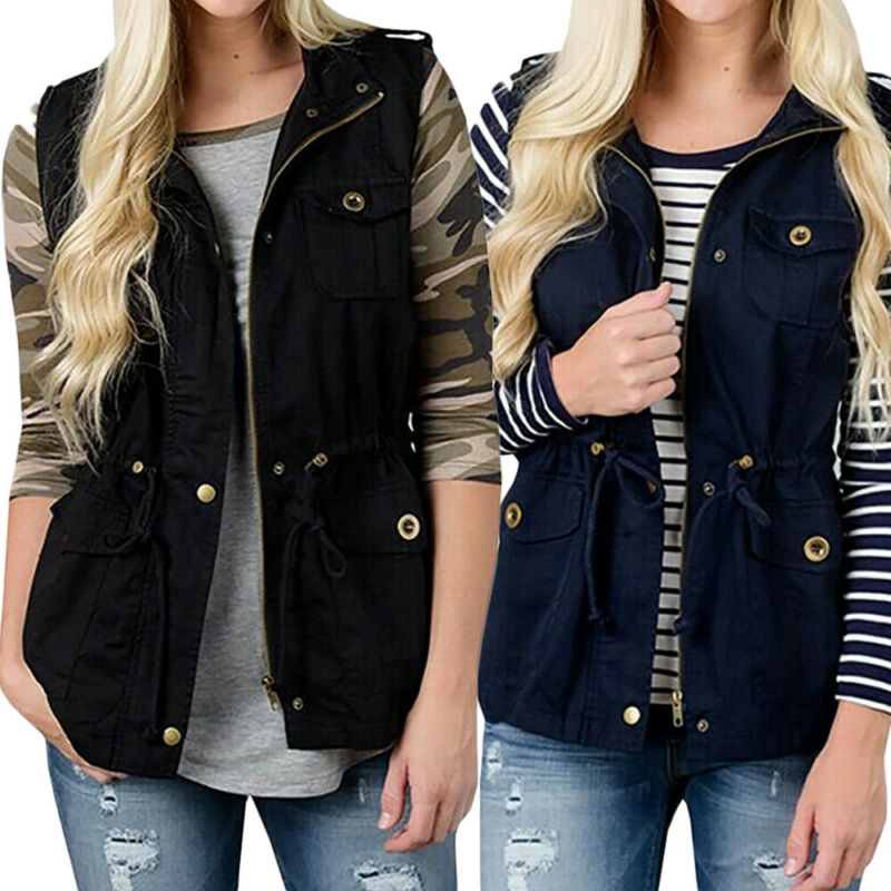 Fashion Women Vest Olive Cargo - Women'S Fashion Utility Vest 评论和价格