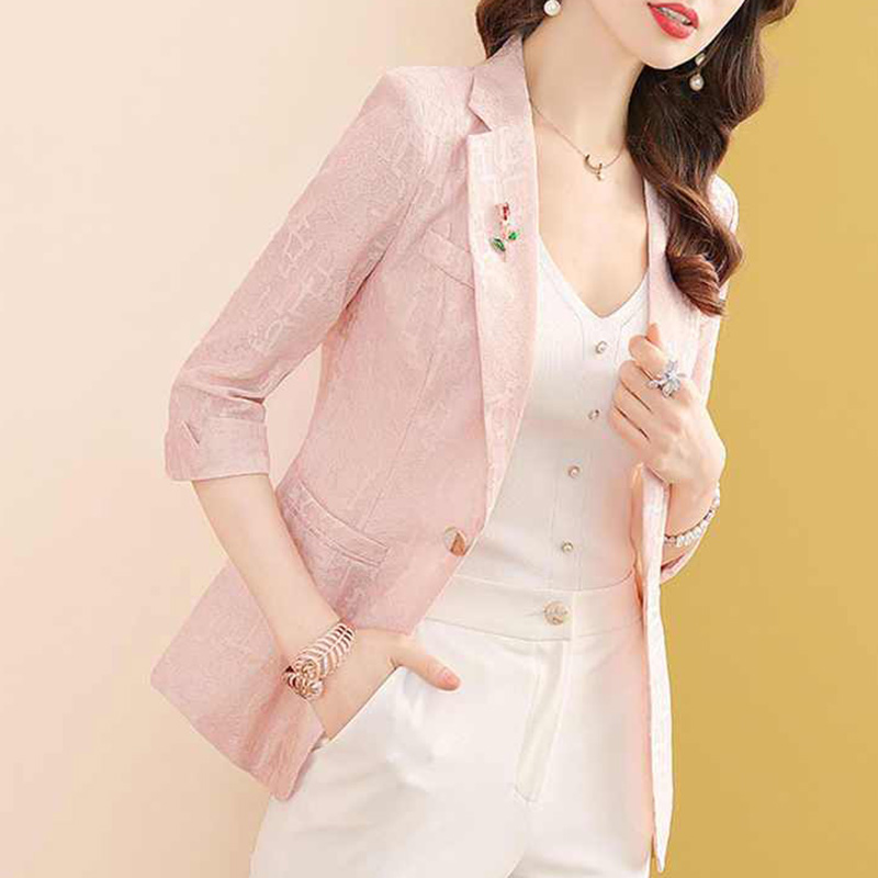 Elegant Solid Color Spliced Po - Blazer Women Oversized 评论和价格