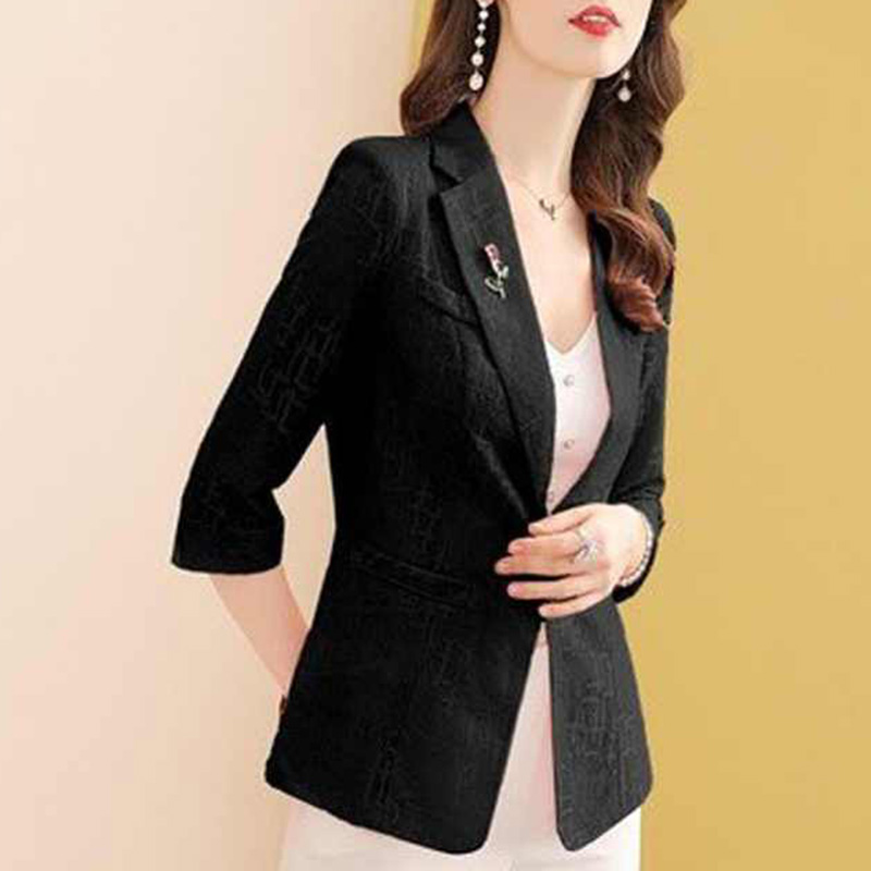 Elegant Solid Color Spliced Po - Blazer Women Oversized 评论和价格