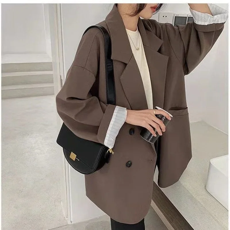 Vintage Brown Blazer Women Ele - Blazer Women Oversized 评论和价格