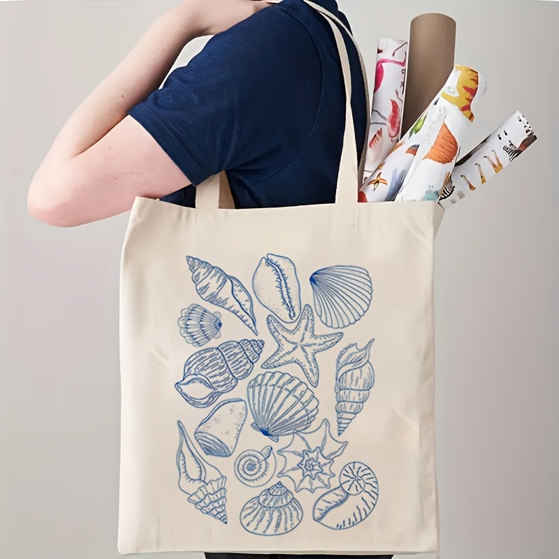 2026 Starfish and Shell Patter - Canvas Tote Bag 评论和价格