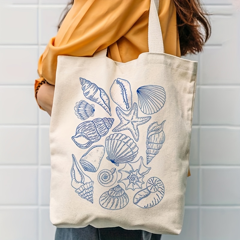 2026 Starfish and Shell Patter - Canvas Tote Bag 评论和价格