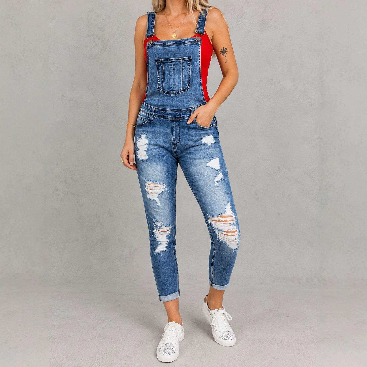 Denim Overalls Women 2026 Ripp - Sleeveless Jumpsuit 评论和价格